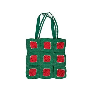 America & Beyond Watermelon Granny Square Crochet Tote Bag Fruit Summer